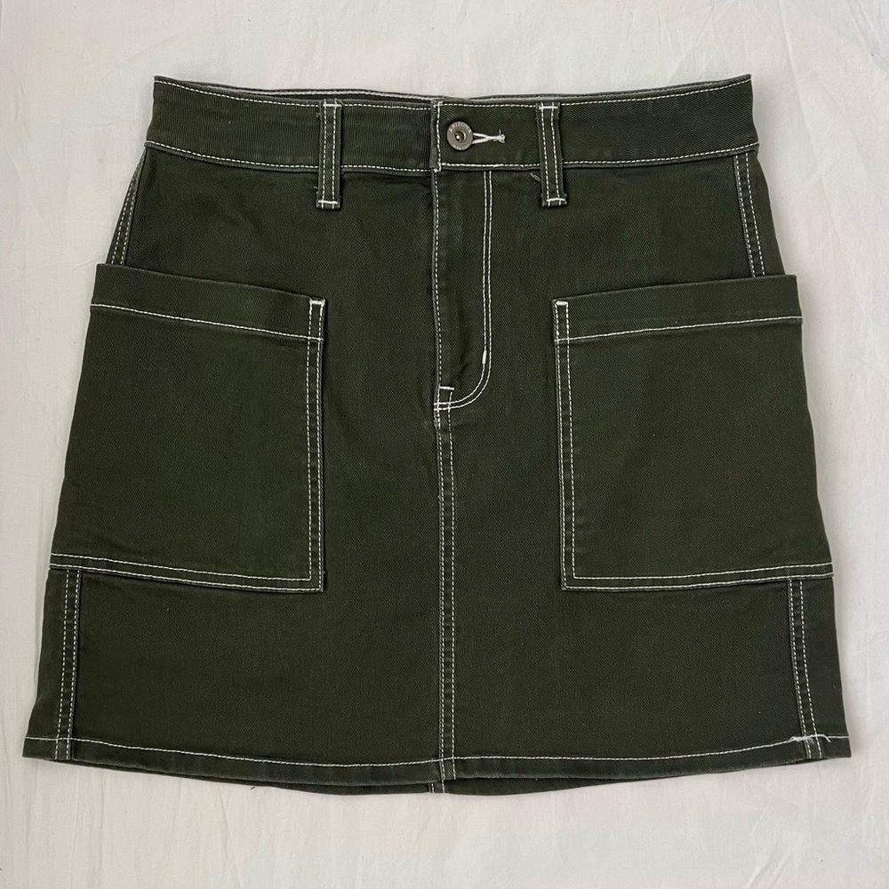 Vintage Y2K Arizona Mini Skirt in Olive Green - Size 3